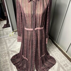 M.I.H Jeans Sheer Button Down long Sleeve Dress